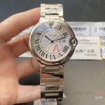 42MM Ballon Bleu Cartier Swiss Quartz TWF Replica Watch Sunray Dial Stainless Steel Case